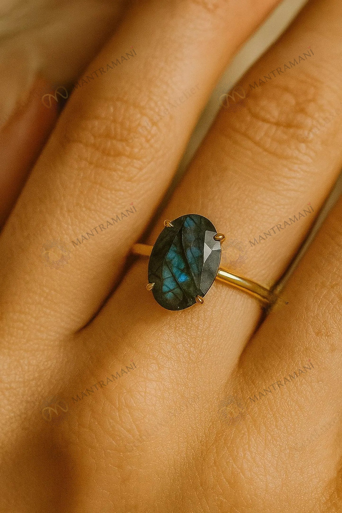MantraMani® Labradorite Ring: Awaken Your Inner Power & Open Your Third Eye Chakra