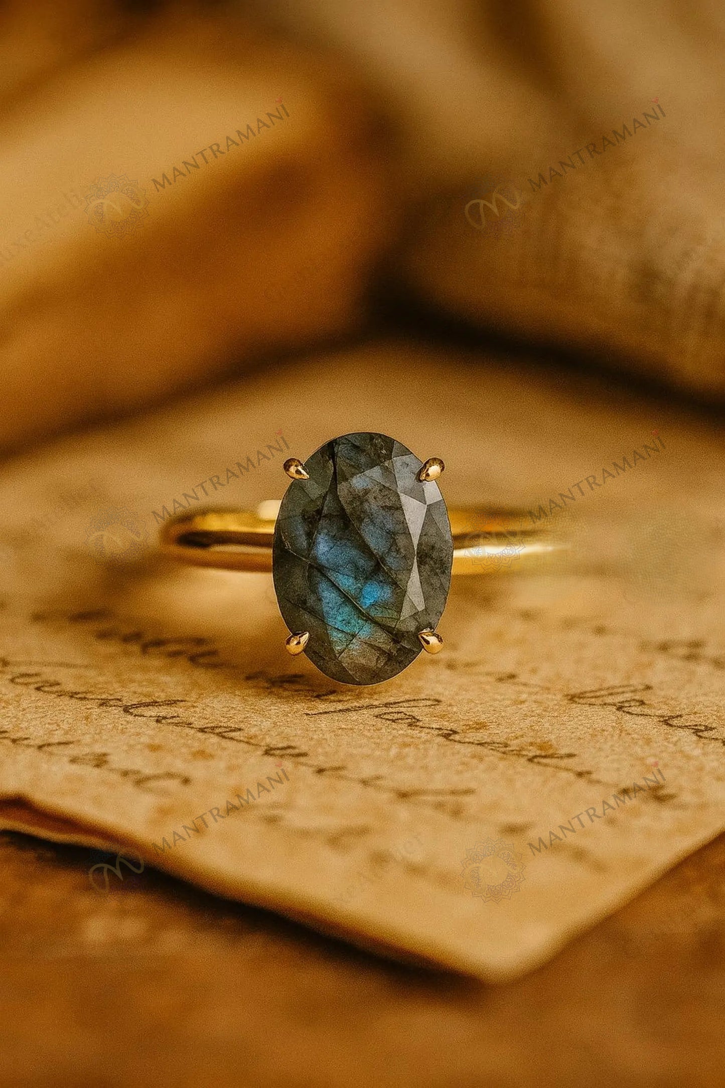 MantraMani® Labradorite Ring: Awaken Your Inner Power & Open Your Third Eye Chakra