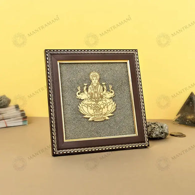 MantraMani® Goddess of Wealth & Fortune Gajalakshmi Raw Pyrite Frame with FREE Raw Pyrite Stone