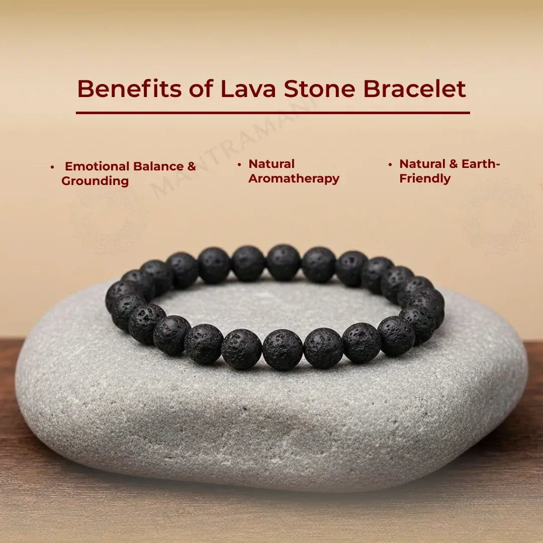 MantraMani® Lava Stone Bracelet – Courage, Strength & Volcanic Grounding