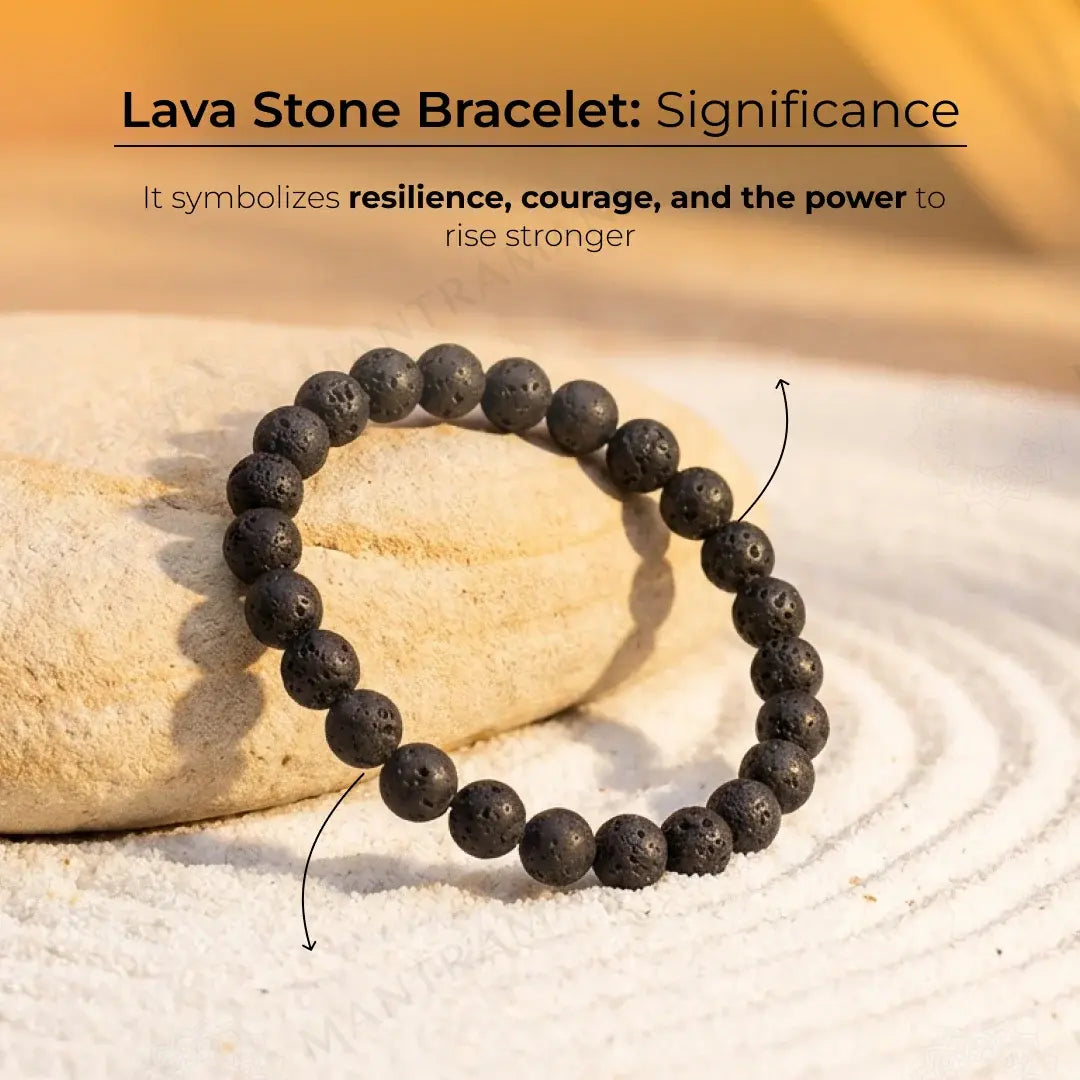 MantraMani® Lava Stone Bracelet – Courage, Strength & Volcanic Grounding