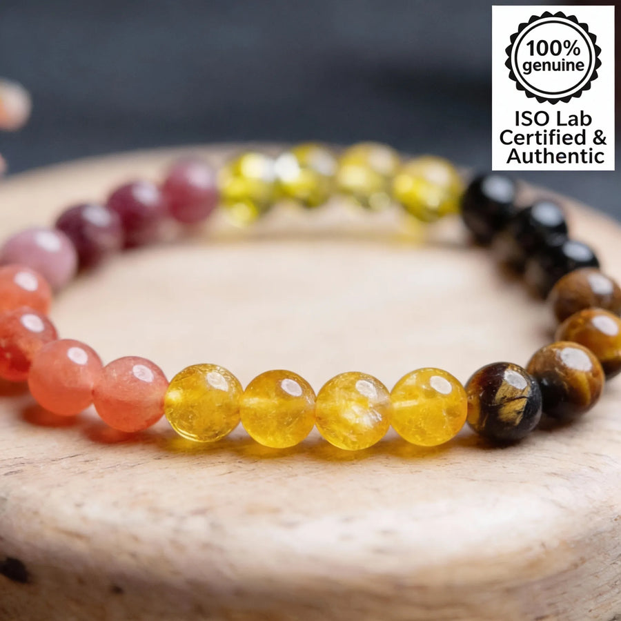 MantraMani® Leo Zodiac Birthstone Crystal Bracelet- Singh Rashi Crystal Bracelet