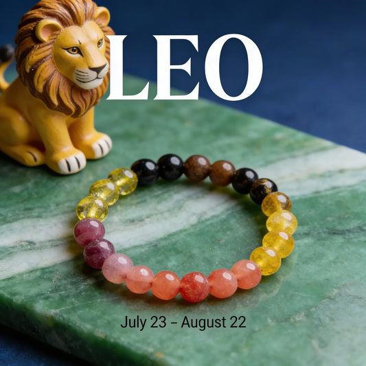 Leo Zodiac Birthstone Crystal Bracelet- Singh Rashi Crystal Bracelet - MantraMani® Authentic Vedic Gemstone