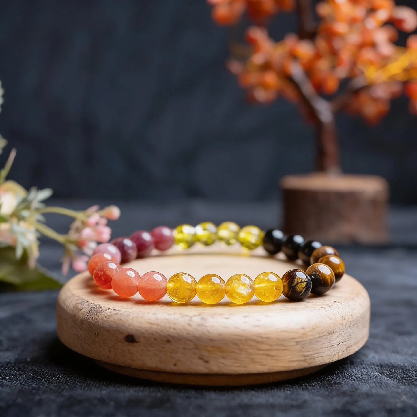 MantraMani® Leo Zodiac Birthstone Crystal Bracelet- Singh Rashi Crystal Bracelet