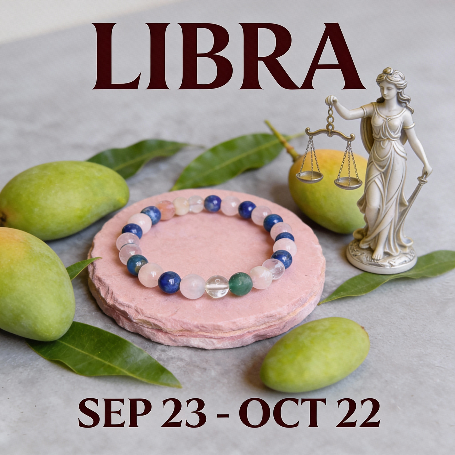 Libra Zodiac Birthstone  Crystal Bracelet- 8 mm- Tula Rashi Crystal Bracelet