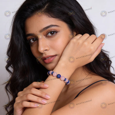 MantraMani® Libra Zodiac Birthstone  Crystal Bracelet- 8 mm- Tula Rashi Crystal Bracelet for Bracelet