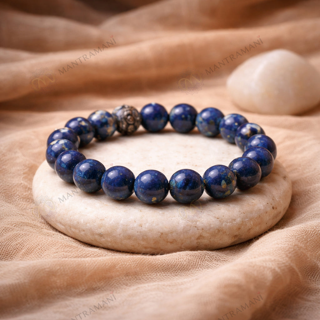 MantraMani® Lapis Verité™ — Lapis Lazuli Bracelet for Career Growth, Government Job Focus & Mental Clarity