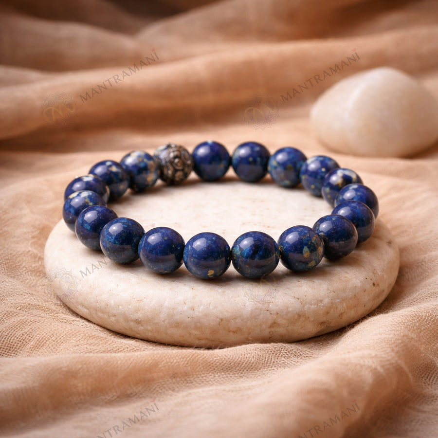 MantraMani® Lapis Verité™ — Lapis Lazuli Bracelet for Career Growth, Government Job Focus & Mental Clarity