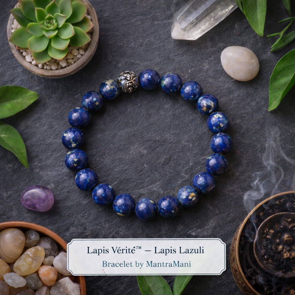 MantraMani® Lapis Verité™ — Lapis Lazuli Bracelet for Career Growth, Government Job Focus & Mental Clarity