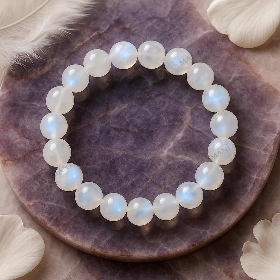 MantraMani® Lunar Grace™ – Signature Moonstone Bracelet for Women | Feminine Energy, Fertility Support & Hormonal Balance | Calm, Clarity, Emotional Healing & Inner Peace