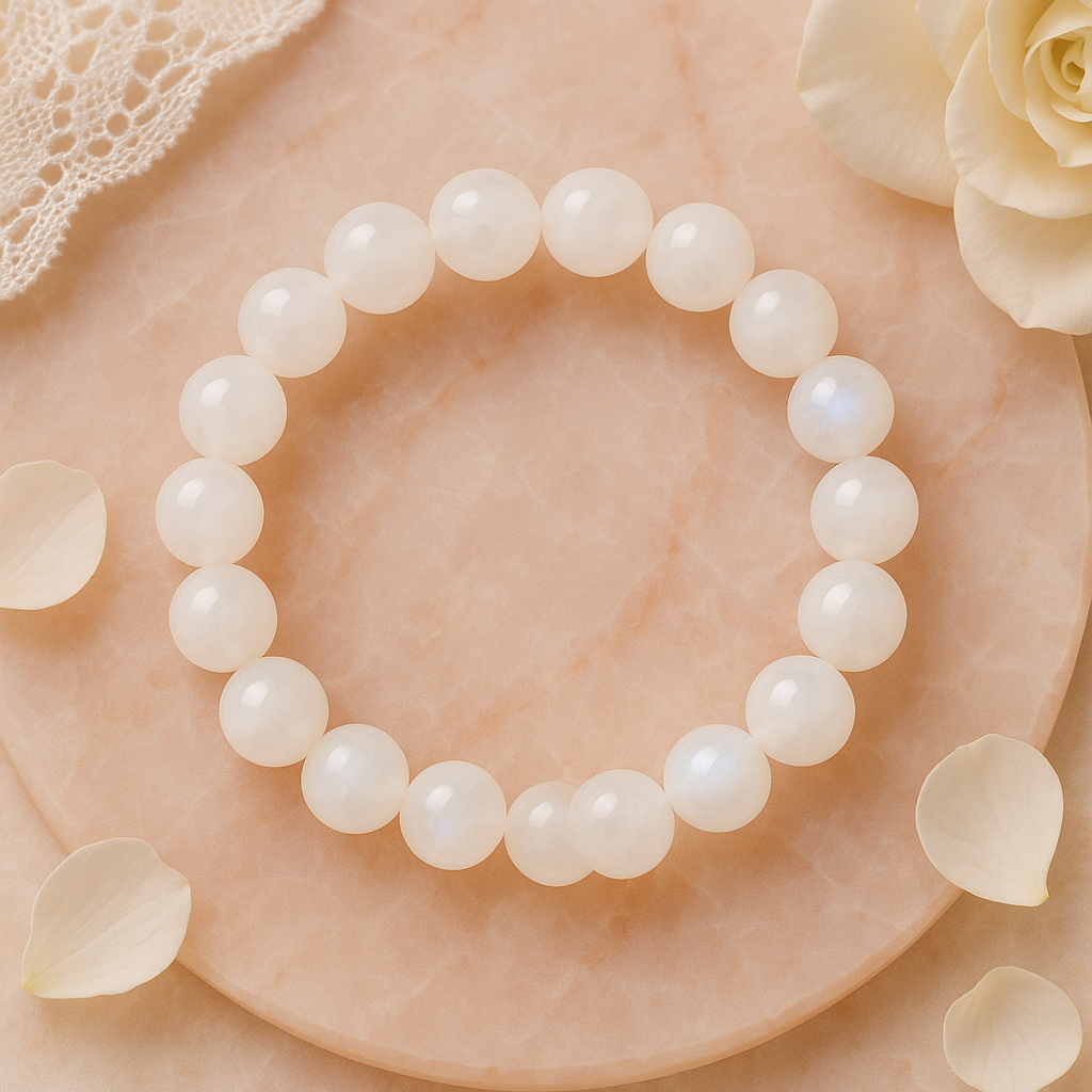 MantraMani Lunar Grace™ – Signature Moonstone Bracelet for Women | Feminine Energy, Fertility Support & Hormonal Balance | Calm, Clarity, Emotional Healing & Inner Peace