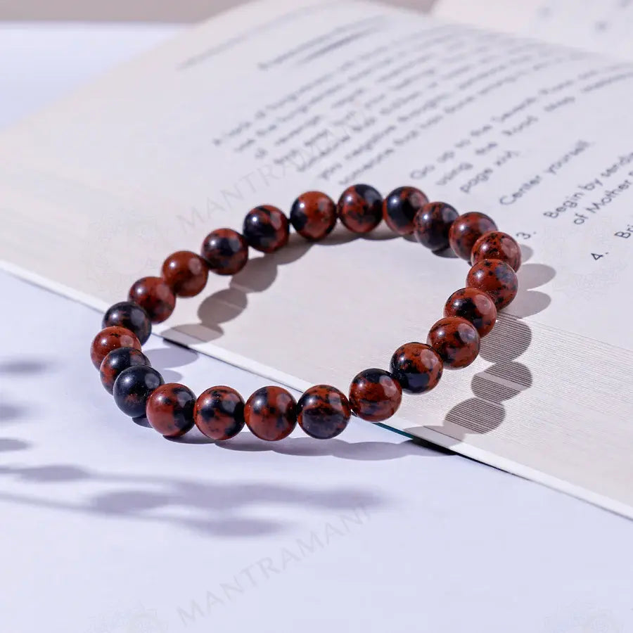 MantraMani® Mahogany Obsidian Bracelet – Deep Grounding, Truth & Trauma Release