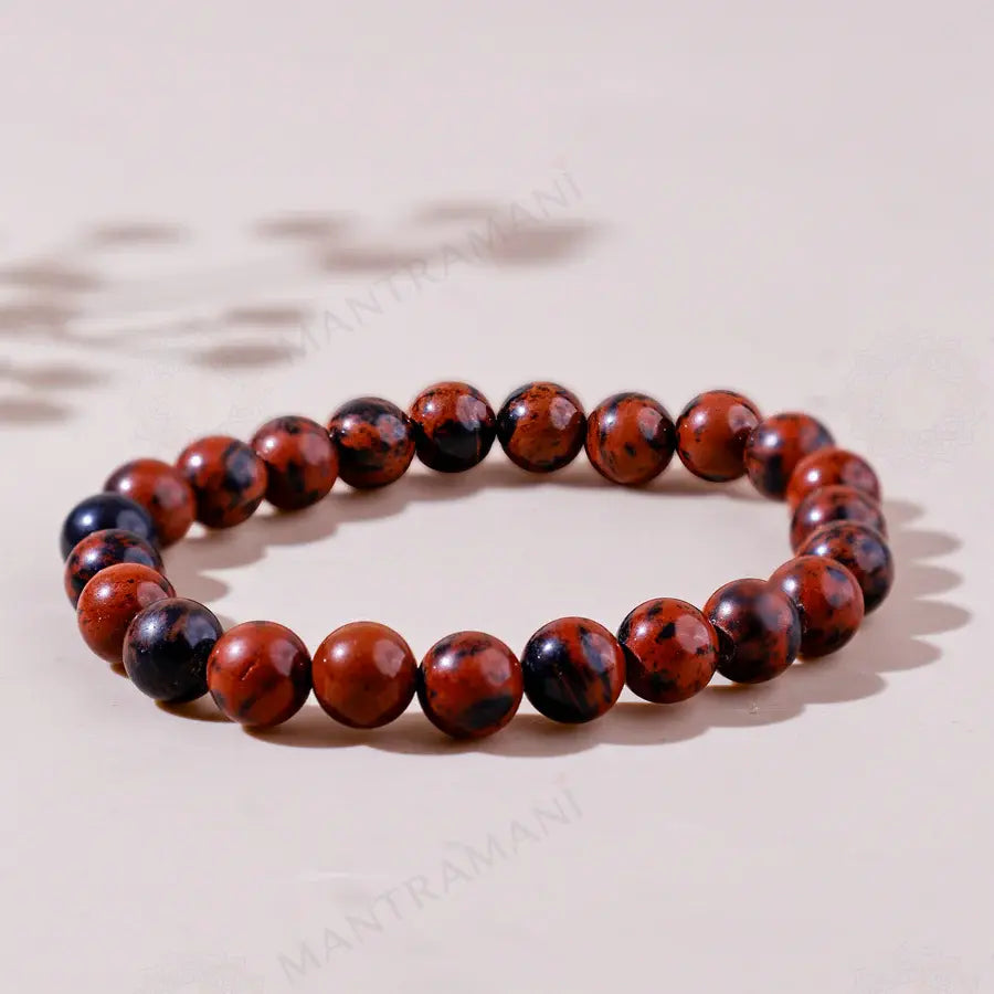 MantraMani® Mahogany Obsidian Bracelet – Deep Grounding, Truth & Trauma Release
