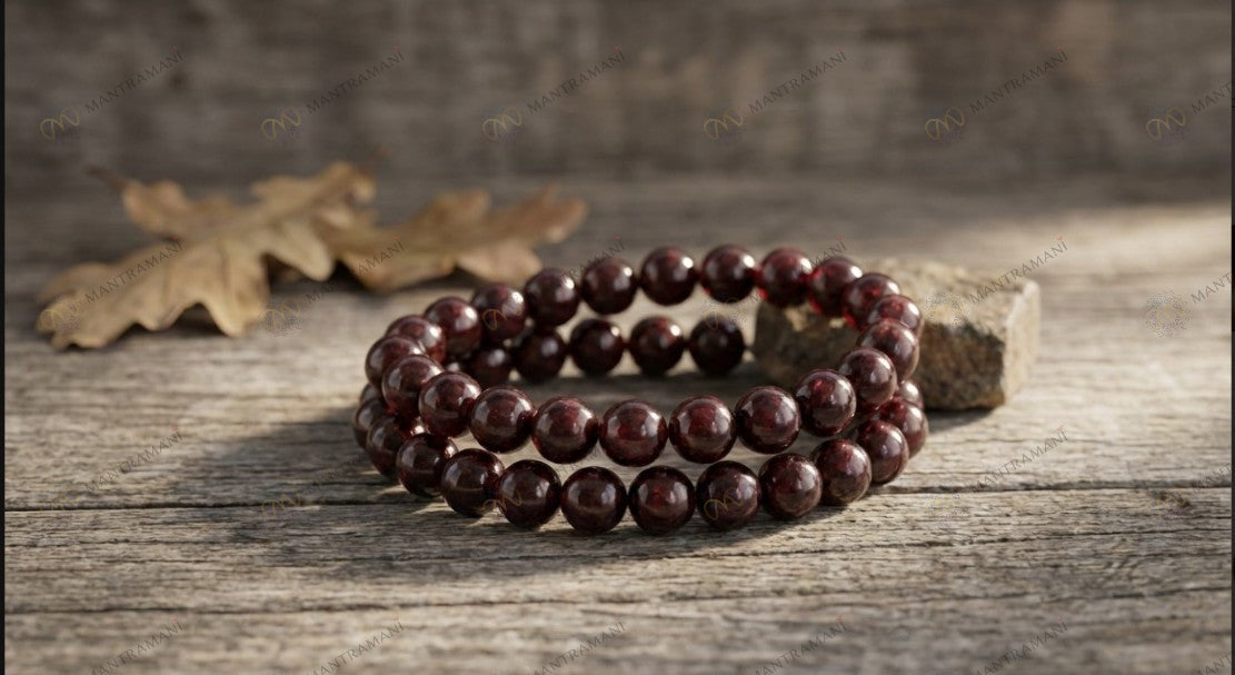 MantraMani® Garnet Bracelet For Prosperity & Grounding