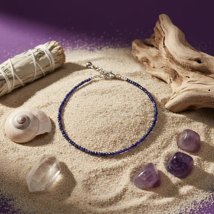 MantraMani® Lapis Lazuli Diamond Cut Anklet: Enhancing Intuition and Spiritual Awareness