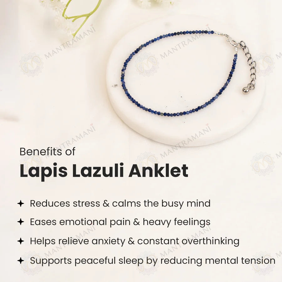 MantraMani® Lapis Lazuli Diamond Cut Anklet: Enhancing Intuition and Spiritual Awareness