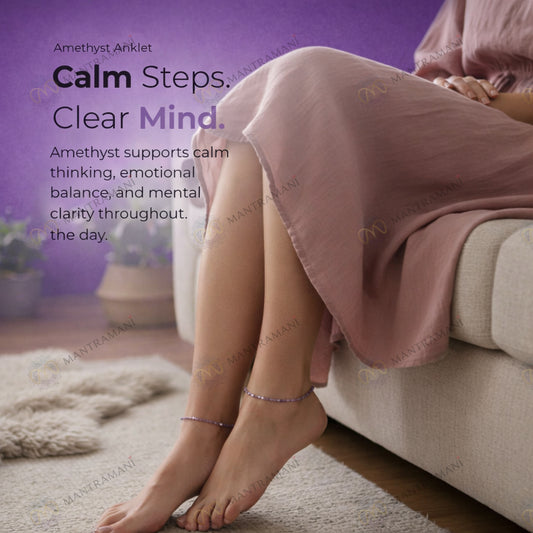 MantraMani® Amethyst Anklet : Gateway to Tranquility and Spiritual Insight - MantraMani® Authentic Vedic Gemstone