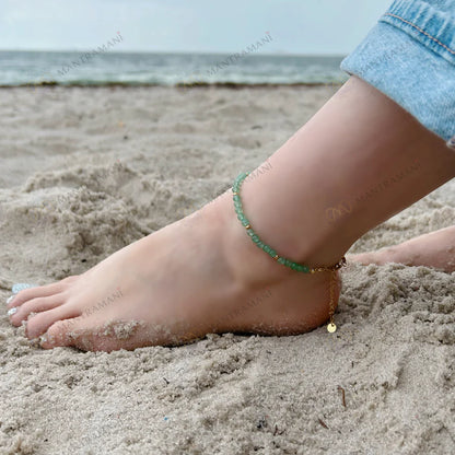 MantraMani® Green Aventurine Anklet : Boost Prosperity & Growth