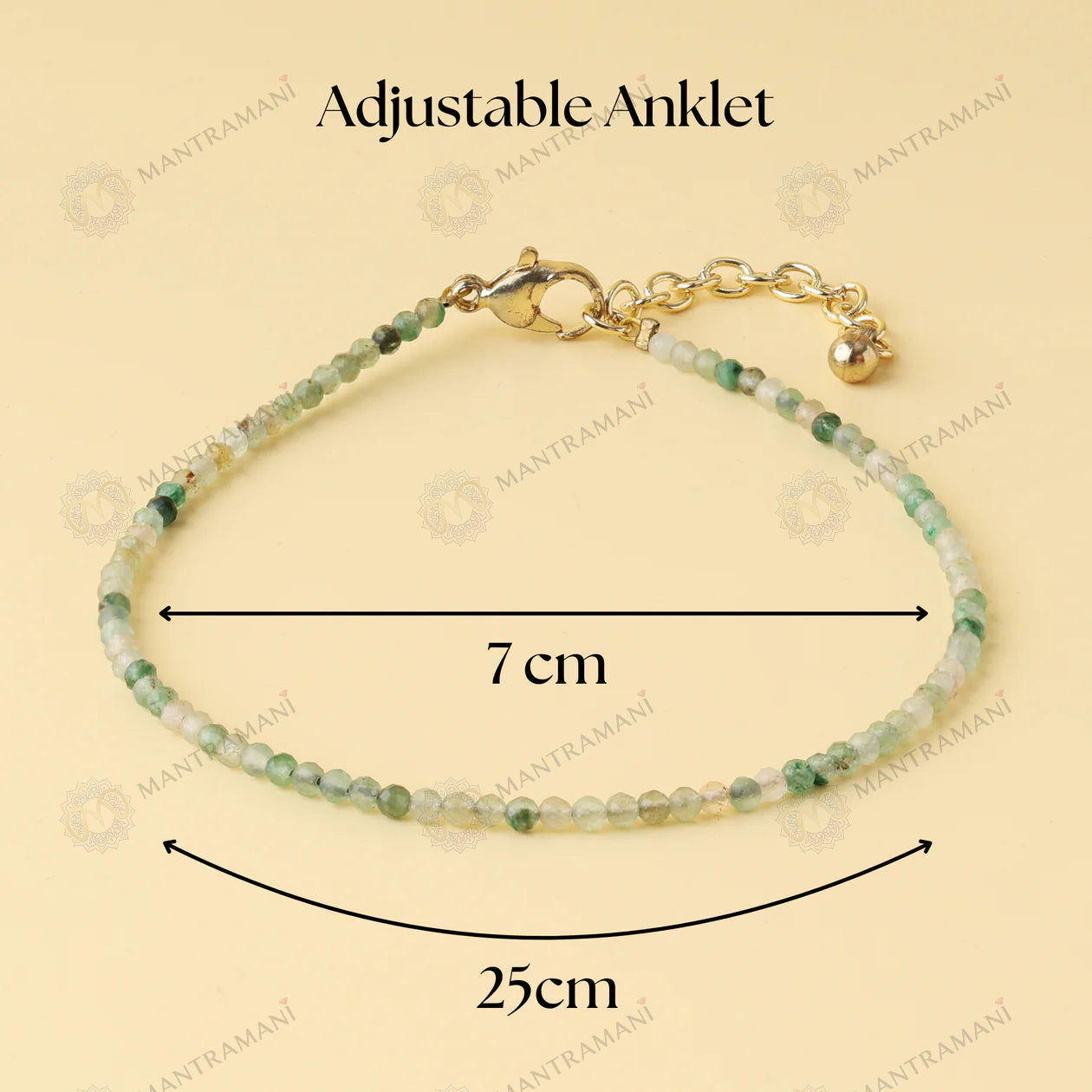 MantraMani® Green Aventurine Anklet : Boost Prosperity & Growth