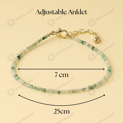 MantraMani® Green Aventurine Anklet : Boost Prosperity & Growth