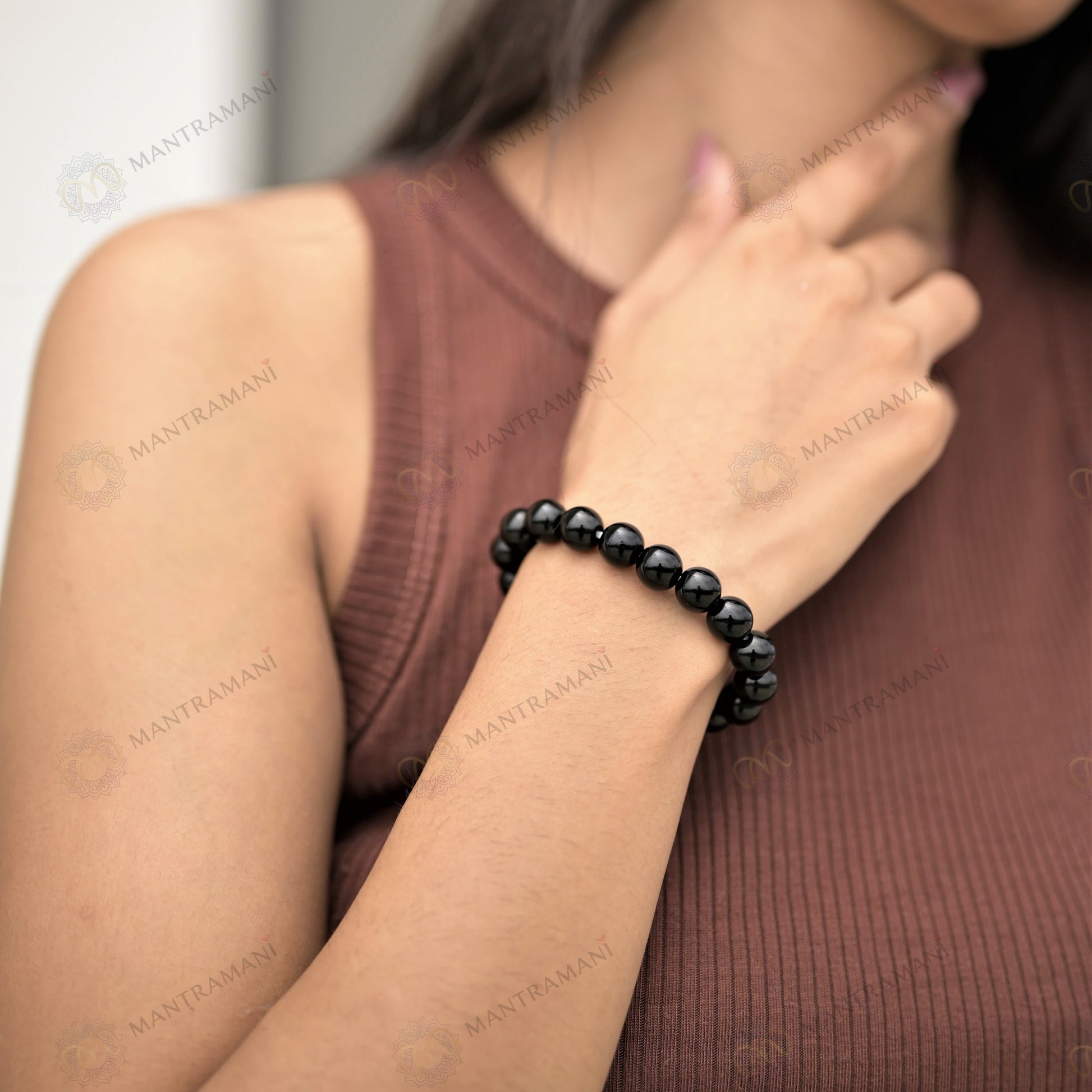 MantraMani® Black Onyx Bracelet – Grounding, Strength & Inner Power, Absorbs Negativity