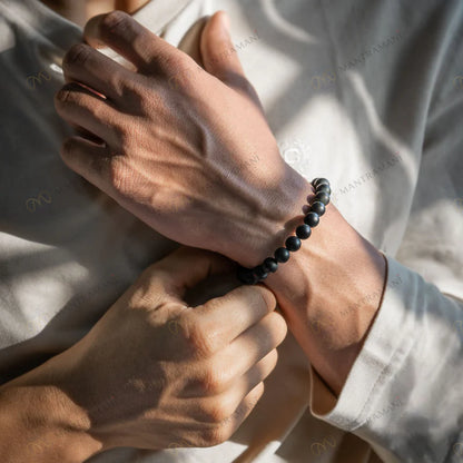 MantraMani® Black Onyx Bracelet – Grounding, Strength & Inner Power, Absorbs Negativity