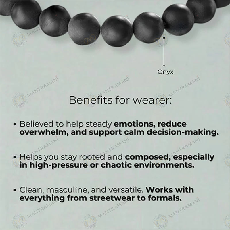MantraMani® Black Onyx Bracelet – Grounding, Strength & Inner Power, Absorbs Negativity