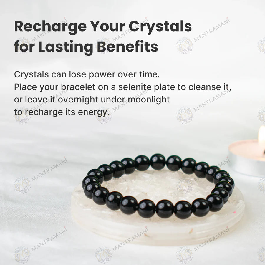 MantraMani® Black Onyx Bracelet – Grounding, Strength & Inner Power, Absorbs Negativity