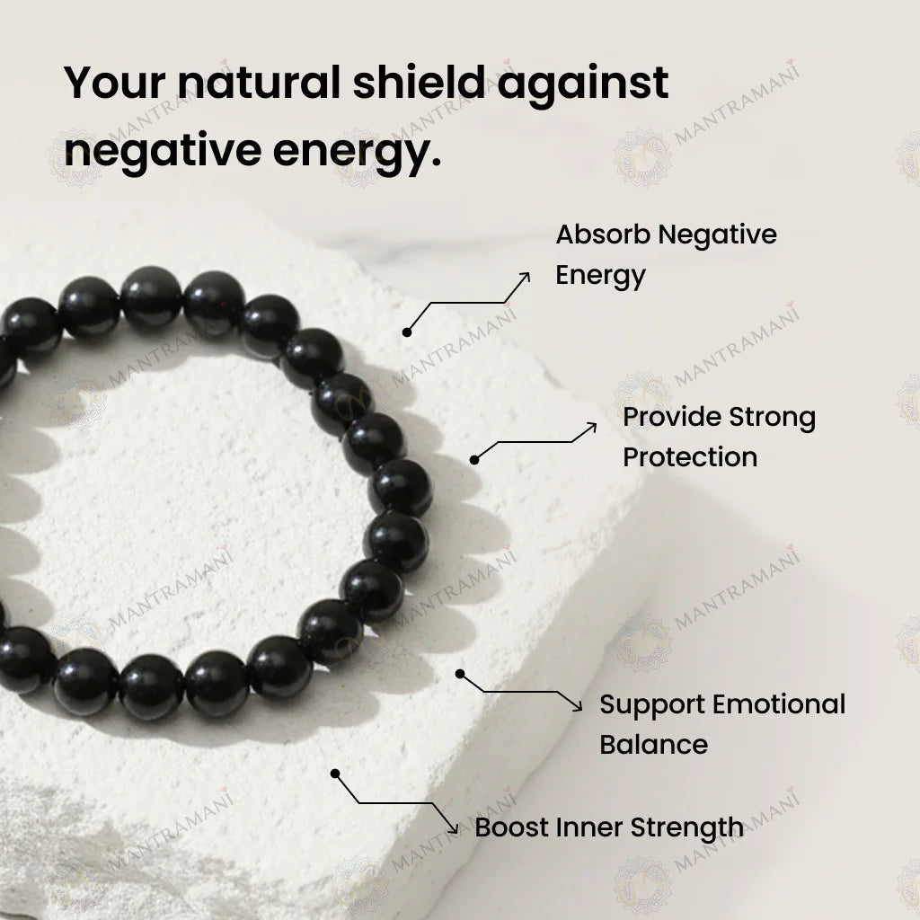 MantraMani® Black Onyx Bracelet – Grounding, Strength & Inner Power, Absorbs Negativity