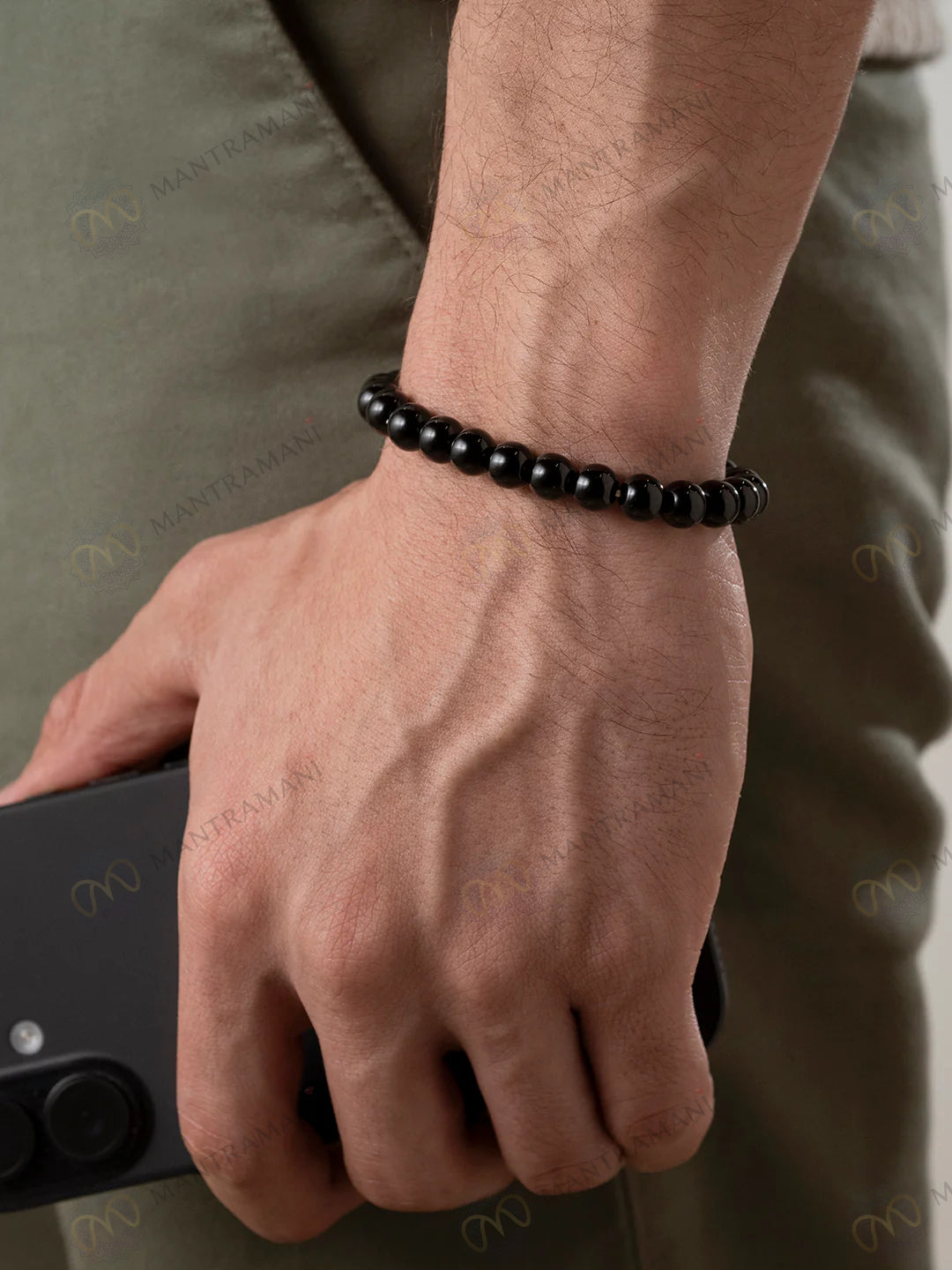MantraMani® Black Onyx Bracelet – Grounding, Strength & Inner Power, Absorbs Negativity