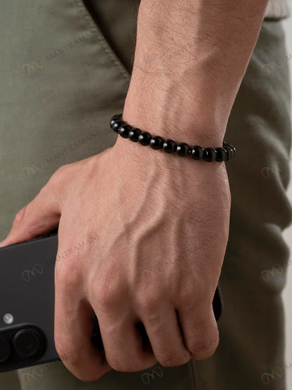 MantraMani® Black Onyx Bracelet – Grounding, Strength & Inner Power, Absorbs Negativity