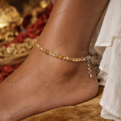 MantraMani® Sunfire Citrine Anklet 3mm – For motivation, courage & abundance for Anklet