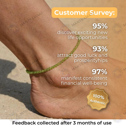 MantraMani® Green Aventurine Anklet — Luck & Opportunity Attraction • Heart Healing & Emotional Calm • Prosperity & Abundance