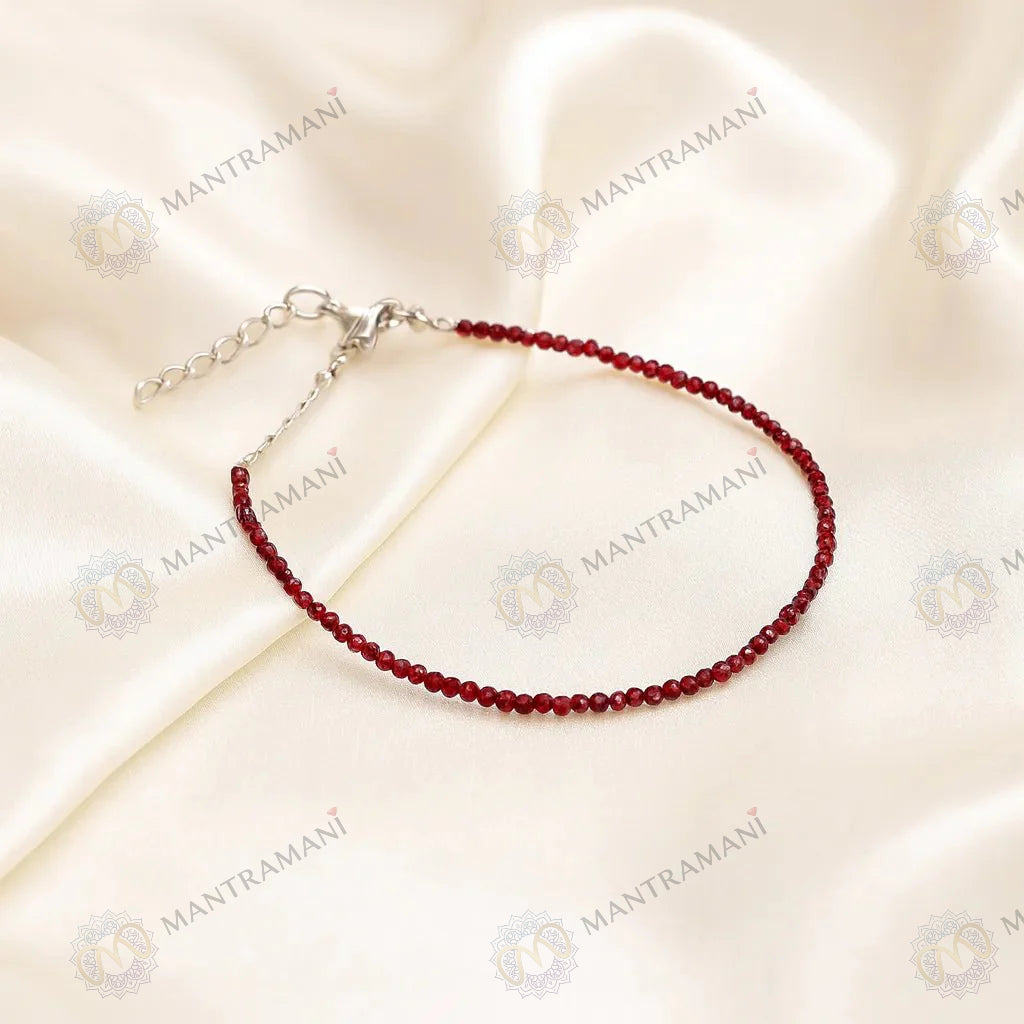 MantraMani® Eternal Love Garnet Anklet 3mm – For devotion, compassion & heart healing