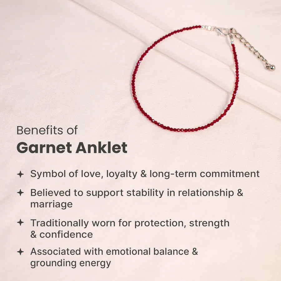 MantraMani® Red Garnet Anklet