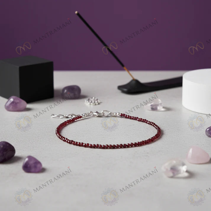 MantraMani® Eternal Love Garnet Anklet 3mm – For devotion, compassion & heart healing