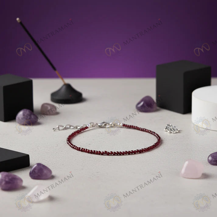 MantraMani® Eternal Love Garnet Anklet 3mm – For devotion, compassion & heart healing