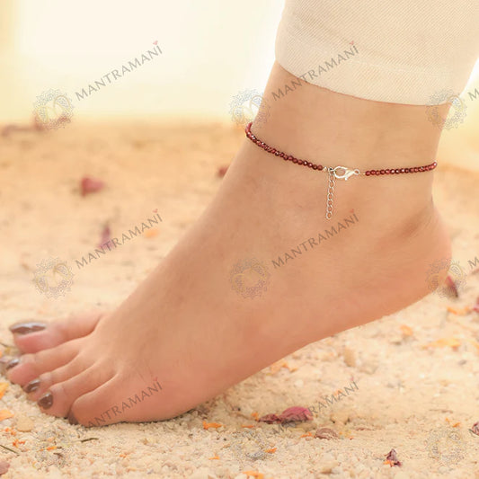 MantraMani® Red Garnet Anklet — Passion & Vitality Revival • Love & Deep Commitment • Physical Energy & Endurance - MantraMani® Authentic Vedic Gemstone