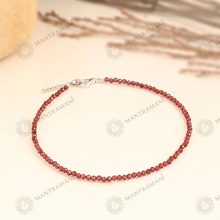 MantraMani® Red Garnet Crystal Anklet - Success,Power, Passion, Success, Courage and Strength