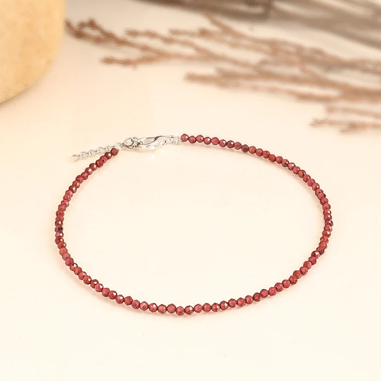 MantraMani® Red Garnet Anklet