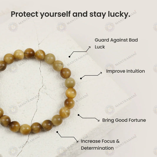 MantraMani® Yellow Cat's Eye Bracelet – Shield Your Aura, Sharpen Your Focus