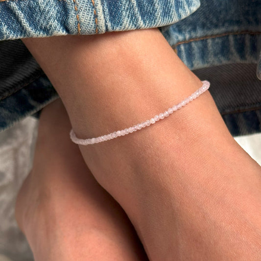 MantraMani® Rose Quartz Anklet - MantraMani® Authentic Vedic Gemstone