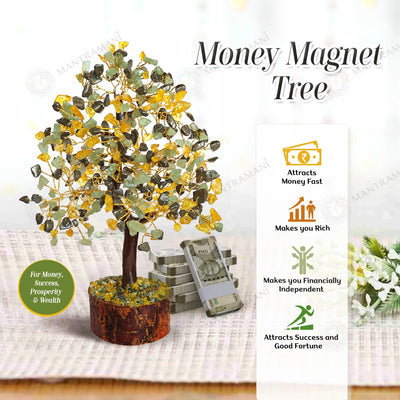 MantraMani® Money Magnet Tree – Wealth Attraction, Income Growth & Prosperity for Crystal Tree