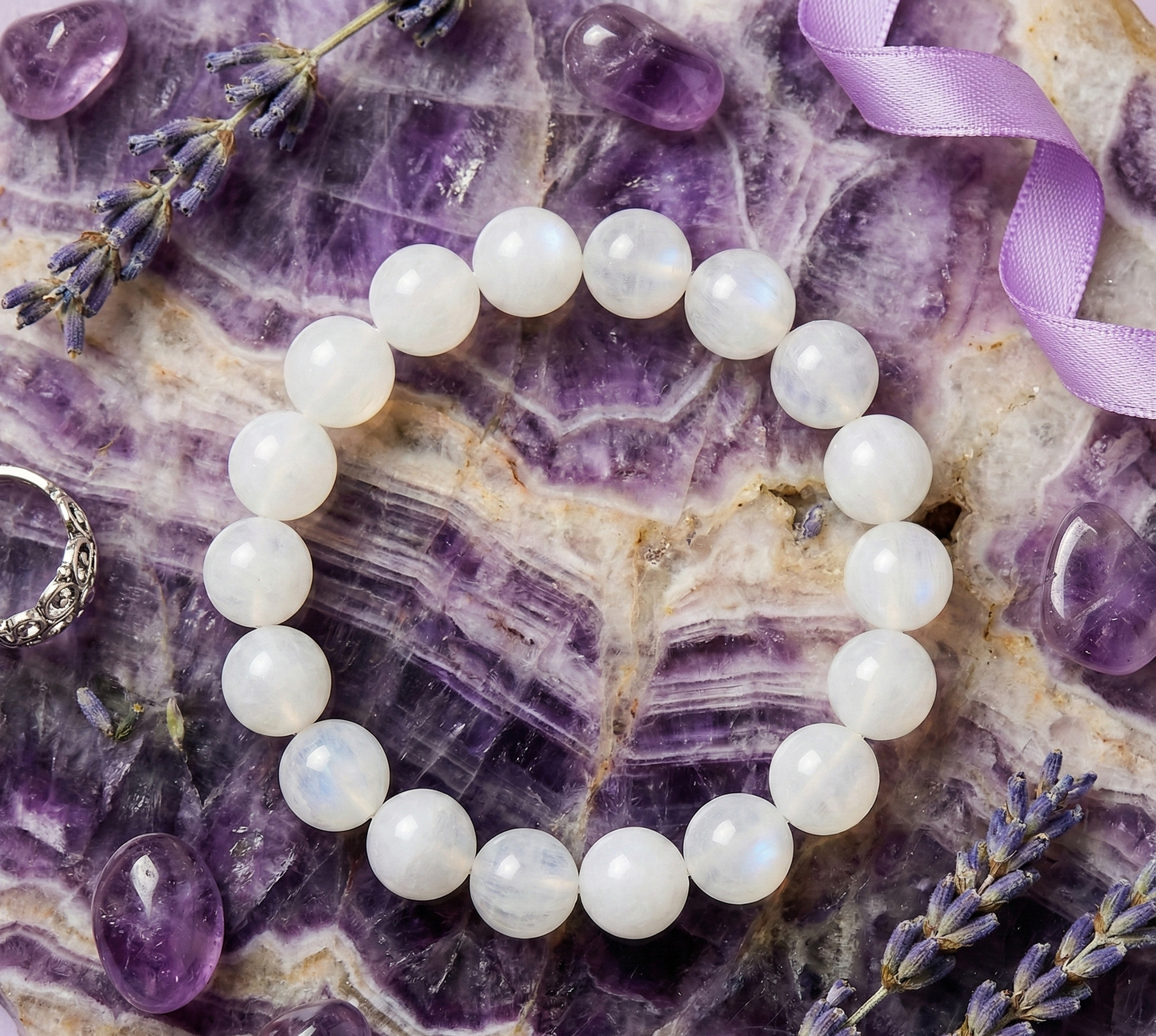 MantraMani Lunar Grace™ – Signature Moonstone Bracelet for Women | Feminine Energy, Fertility Support & Hormonal Balance | Calm, Clarity, Emotional Healing & Inner Peace