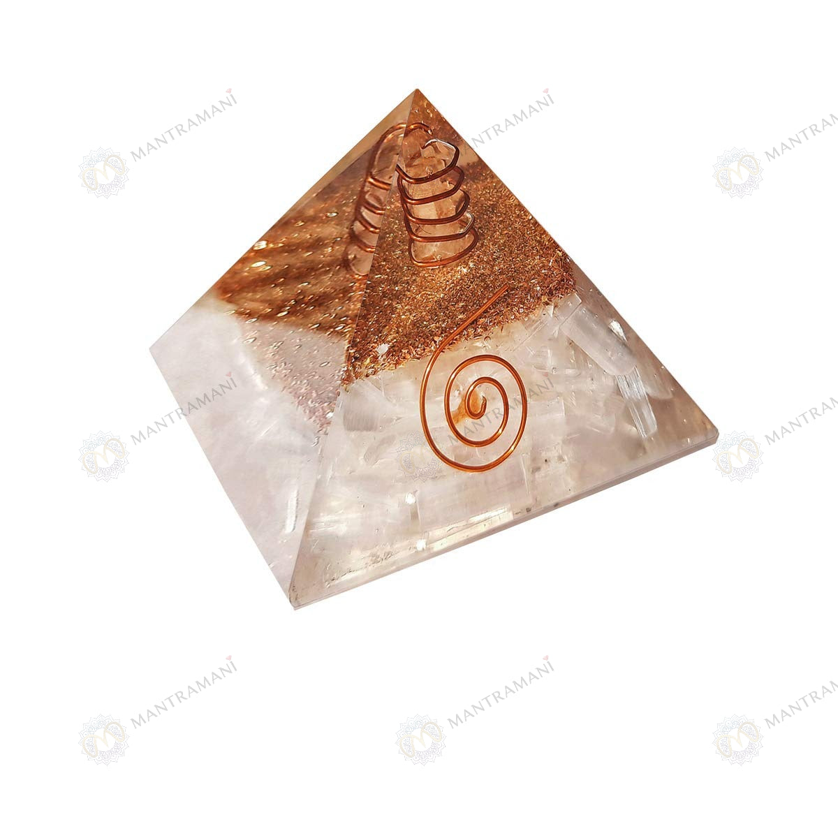 MantraMani® Moonstone Orgonite Pyramid – Emotional Balance, Intuition & Harmony Crystal