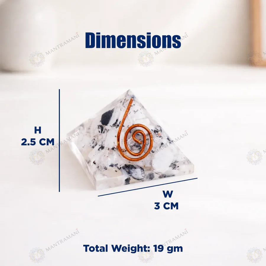 MantraMani® Moonstone Orgonite Pyramid – Emotional Balance, Intuition & Harmony Crystal