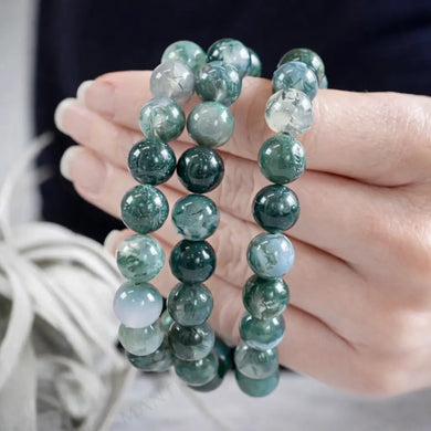 MantraMani® Moss Agate Bracelet – Abundance, Patience & Nature Energy