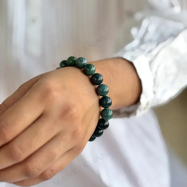 MantraMani® Moss Agate Bracelet – Abundance, Patience & Nature Energy