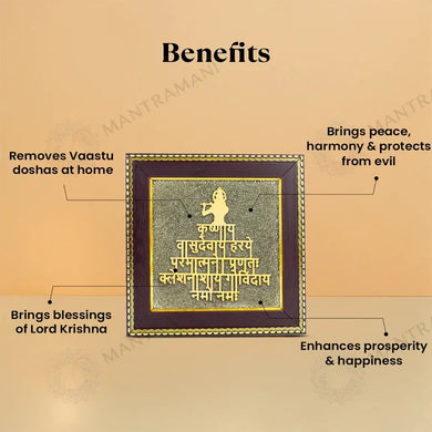 MantraMani® Lord Krishna Raw Pyrite Frame | Narayan Mantra for Peace & Joy
