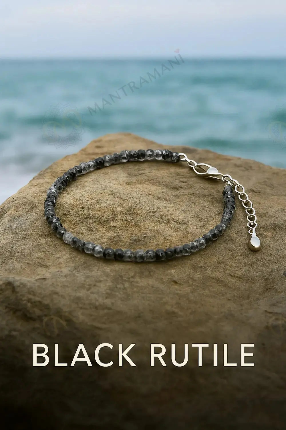 MantraMani® Black Rutilated Quartz Anklet